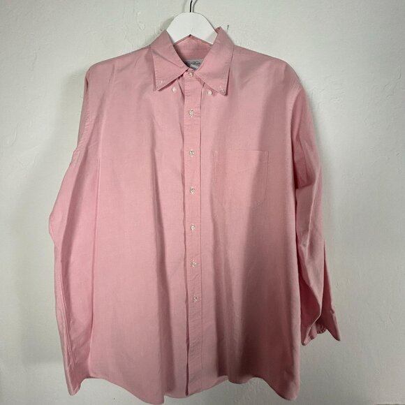 Brooks Brothers Mens Pink Cotton Button-Down Dress Shirt 17 1/2-33 Long Sleeve - Picture 1 of 7